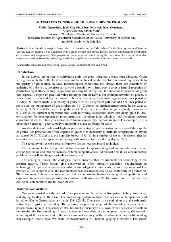(PDF) Automated Control of the Grain Drying Process