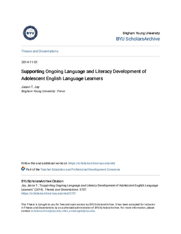 (PDF) Supporting Ongoing Language and Literacy Development of ...
