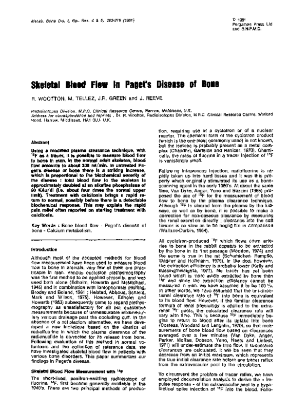 (PDF) Skeletal blood flow in Paget's disease of bone Jonathan Reeve