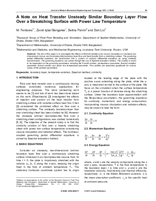 (PDF) A Note on Heat Transfer Unsteady Similar Boundary Layer Flow Over ...