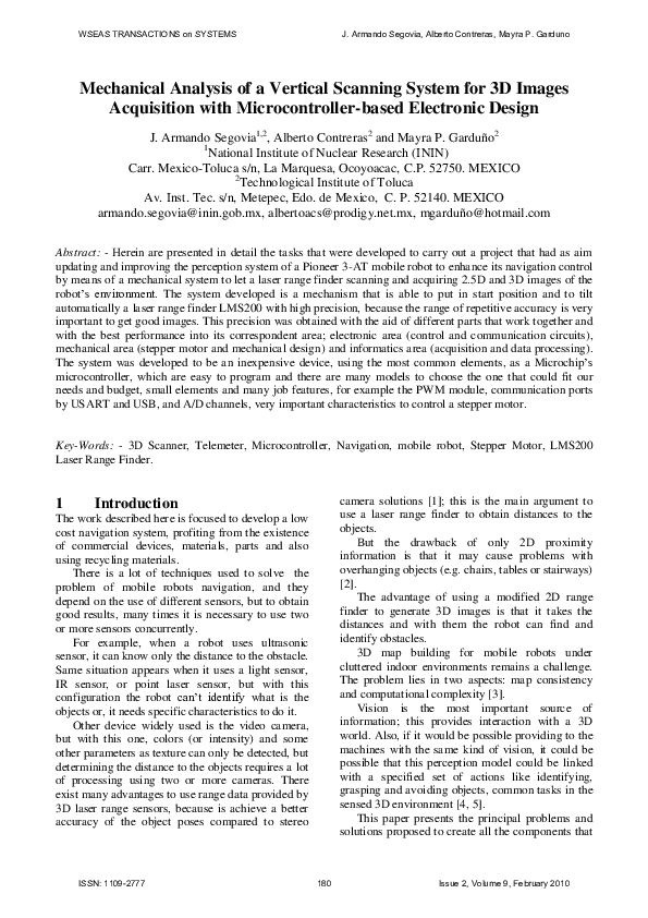(PDF) Mechanical analysis of a vertical scanning system for 3D images ...