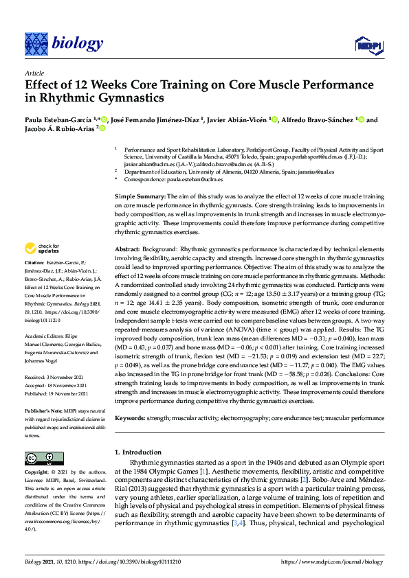 (PDF) Effect of 12 Weeks Core Training on Core Muscle Performance in ...