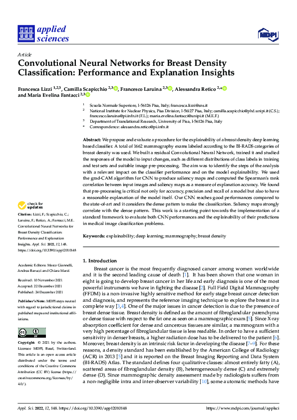 (PDF) Convolutional Neural Networks for Breast Density Classification ...