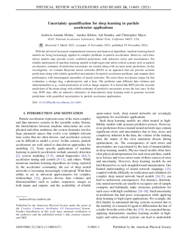 (PDF) Uncertainty quantification for deep learning in particle ...