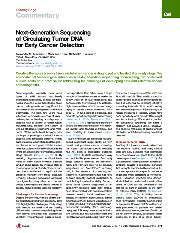 (PDF) Next-Generation Sequencing of Circulating Tumor DNA for Early ...