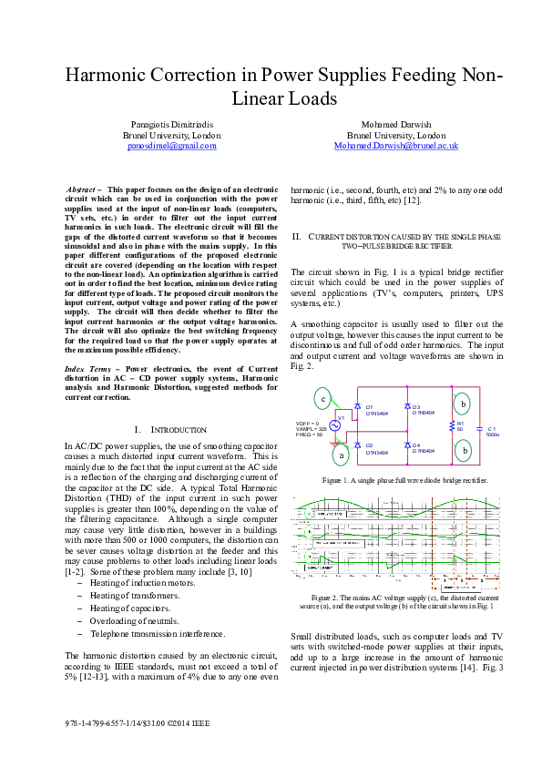 (PDF) Harmonic correction in power supplies feeding non-linear loads