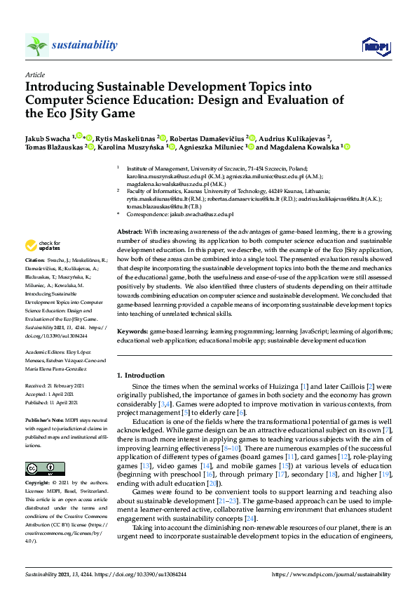 (PDF) Introducing Sustainable Development Topics into Computer Science ...