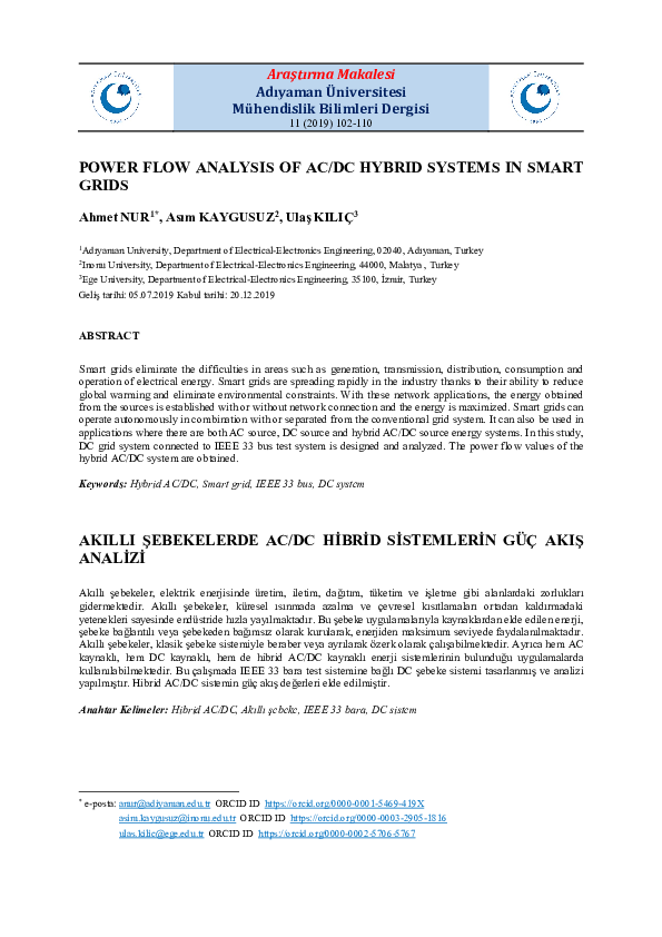 (PDF) Power Flow Analysis of Ac/DC Hybrid Systems in Smart Grids