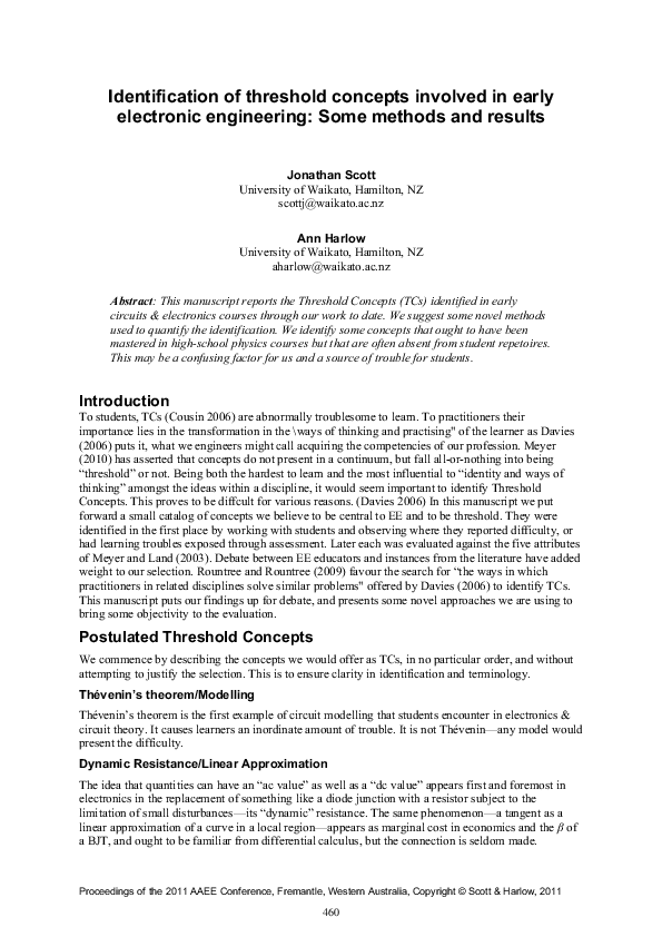 (PDF) Identification of threshold concepts involved in early electronic ...