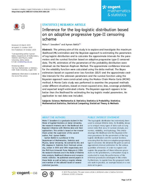 (PDF) Inference for the log-logistic distribution based on an adaptive ...