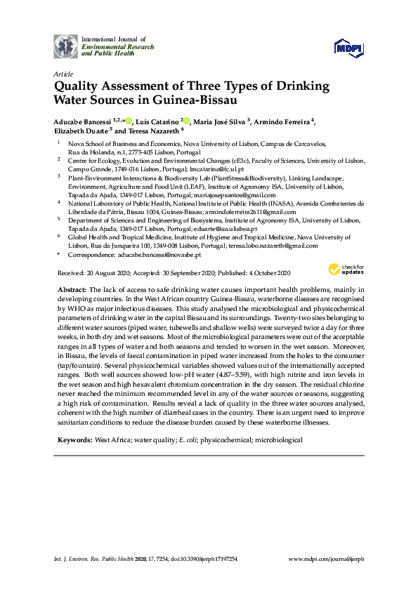(PDF) Quality Assessment of Three Types of Drinking Water Sources in ...