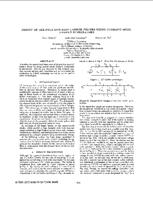 (PDF) Design of all-pole low-pass ladder filters using current-mode ...
