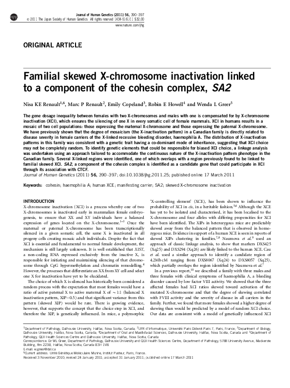  PDF Familial Skewed X chromosome Inactivation Linked To A Component 