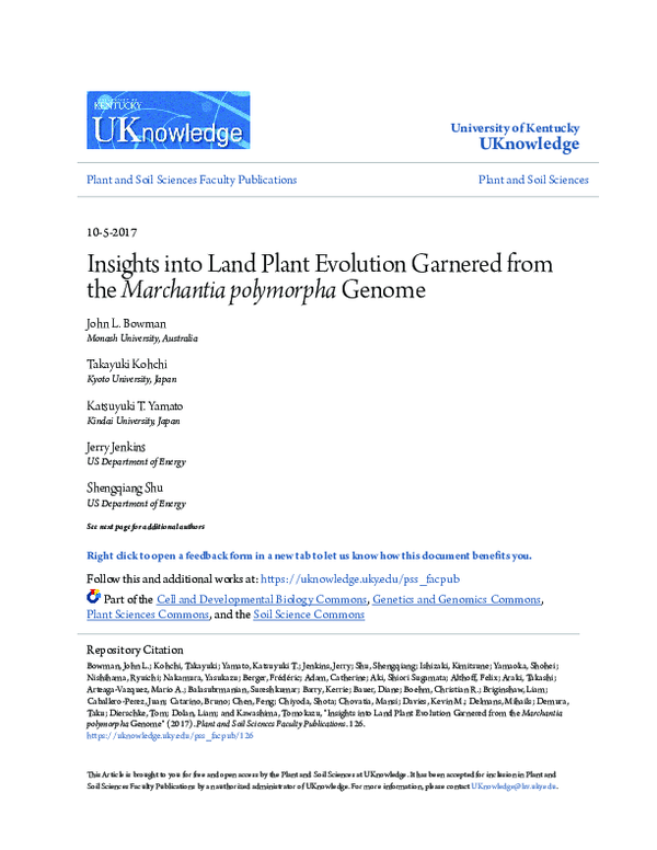 (PDF) Insights into Land Plant Evolution Garnered from the Marchantia ...