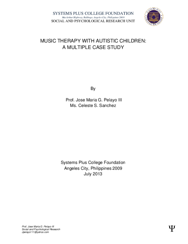 (PDF) Music Therapy with Autistic Children A Multiple Case Study