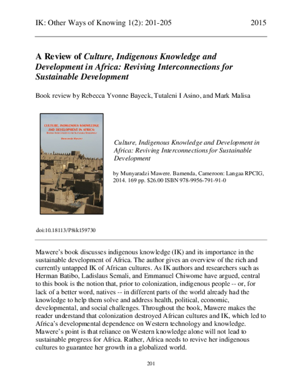 (PDF) A Review of Culture, Indigenous Knowledge and Development in ...