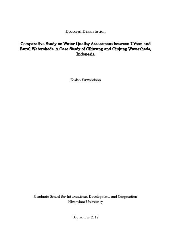 (PDF) Comparative Study on Water Quality Assessment between Urban and ...