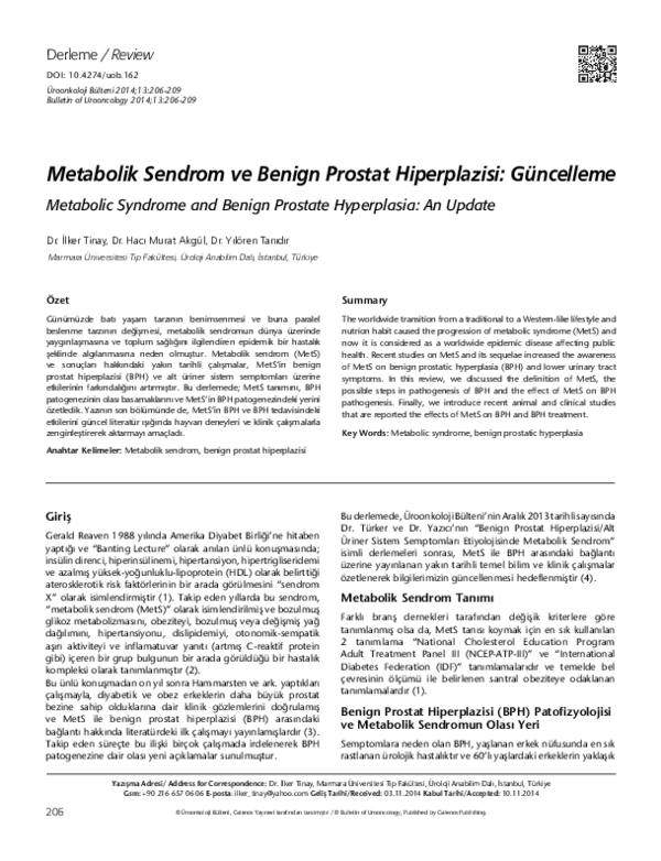 (PDF) Metabolic Syndrome and Benign Prostate Hyperplasia: An Update