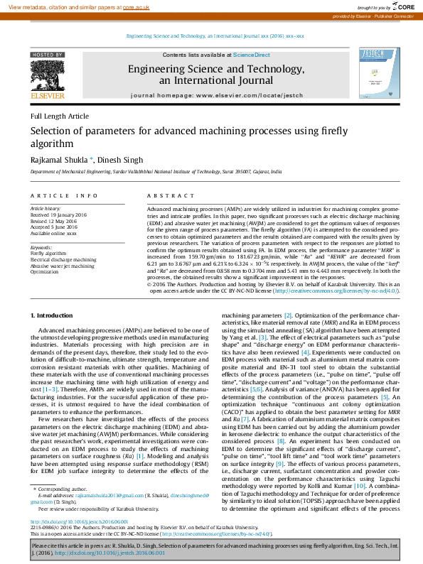 (PDF) Optimizing Machining Parameters with Firefly Algorithm