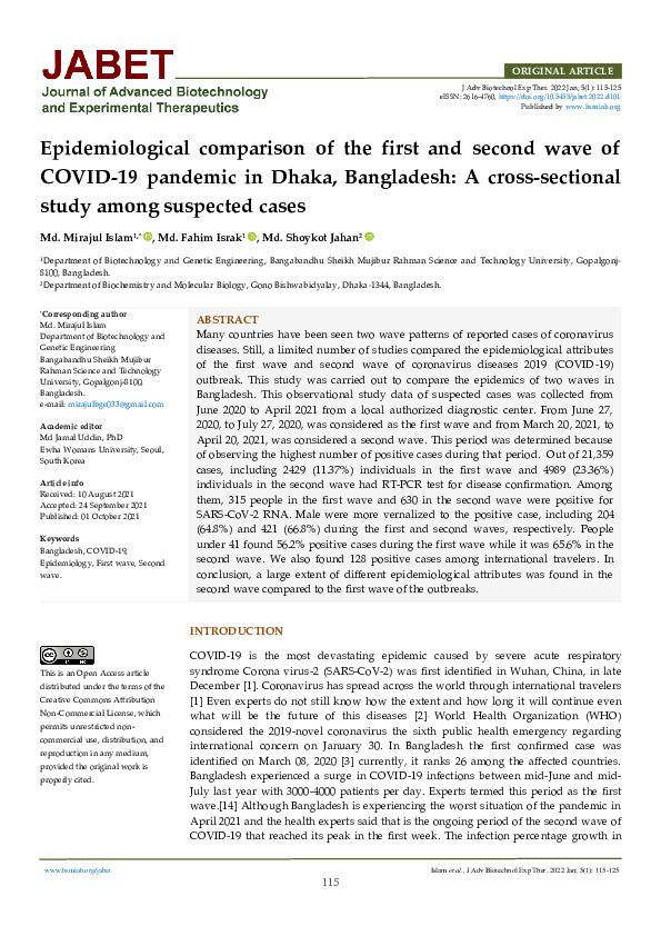 (PDF) Epidemiological comparison of the first and second wave of COVID ...