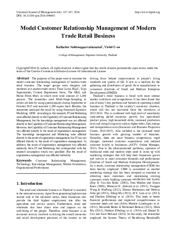 (PDF) Model Customer Relationship Management of Modern Trade Retail ...