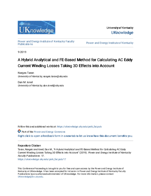 (PDF) A Hybrid Analytical and FE-based Method for Calculating AC Eddy ...