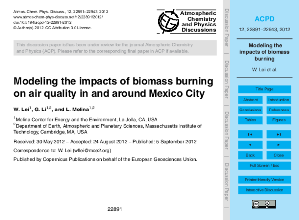 (PDF) Modeling the impacts of biomass burning on air quality in and ...