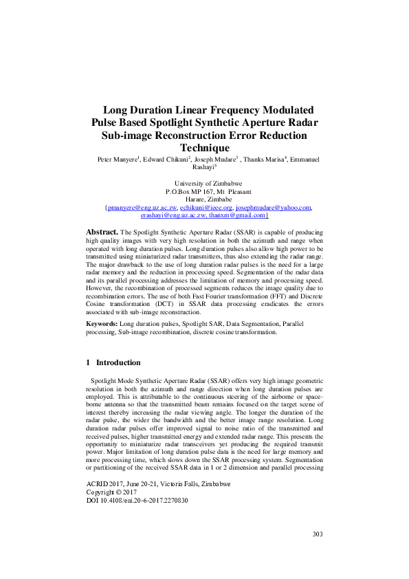 (PDF) Long Duration Linear Frequency Modulated Pulse Based Spotlight ...