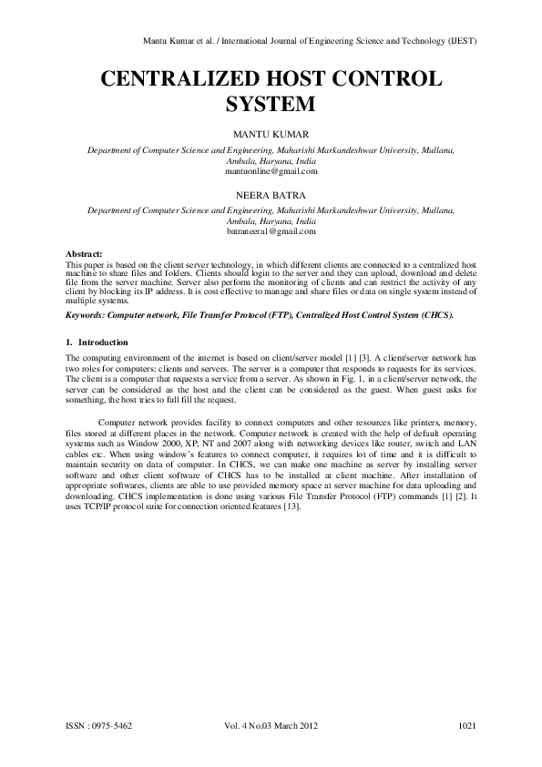 (PDF) Centralized Host Control System