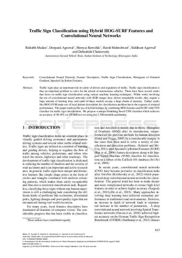 (PDF) Traffic Sign Classification using Hybrid HOG-SURF Features and ...