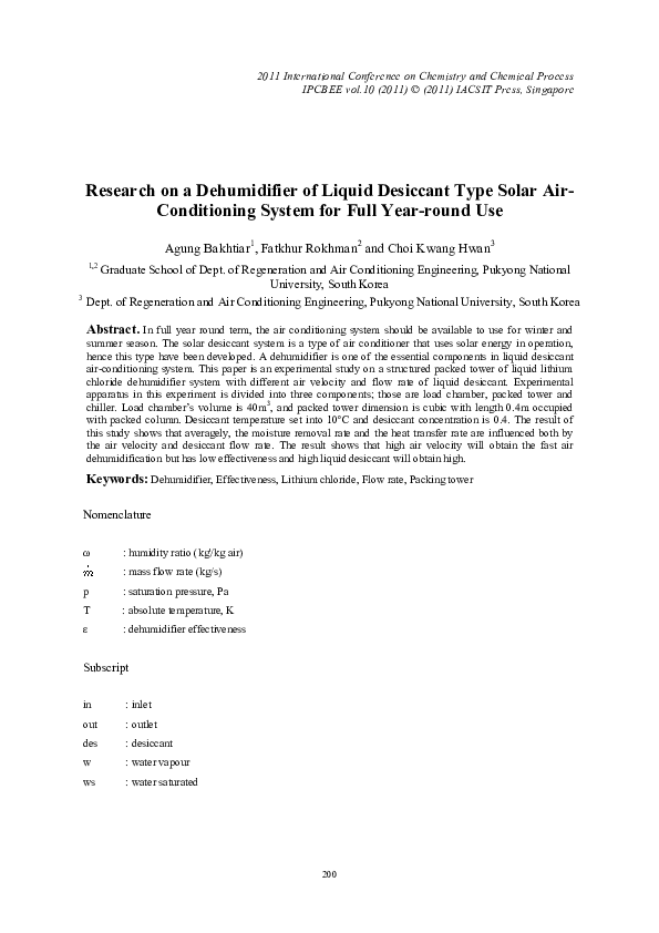 (PDF) Research on a Dehumidifier of Liquid Desiccant Type Solar Air ...