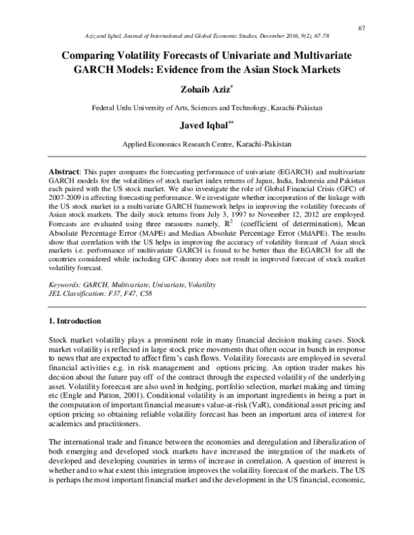 (PDF) Comparing Volatility Forecasts of Univariate and Multivariate ...