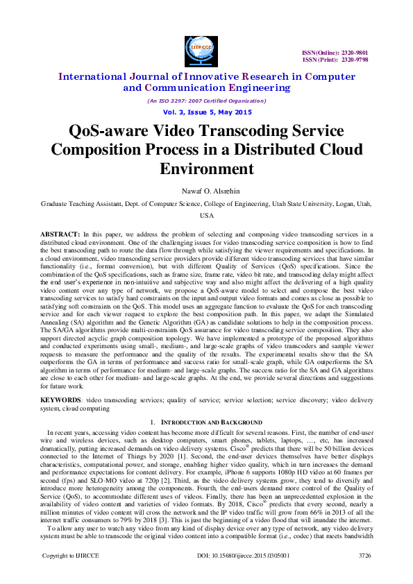 (PDF) QoS-aware Video Transcoding Service Composition Process in a ...