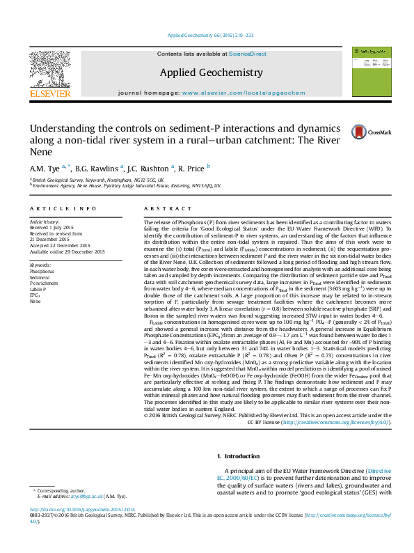 (PDF) Understanding the controls on sediment-P interactions and ...