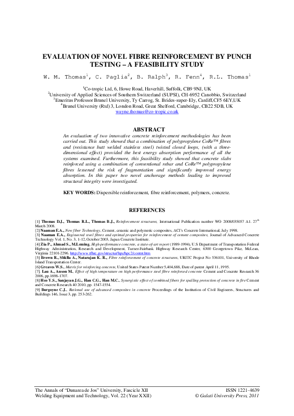 (PDF) Evaluation of Novel Fibre Reinforcement by Punch Testing - a ...