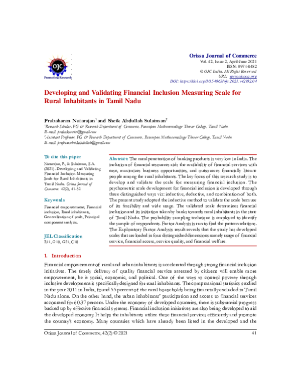 (PDF) Developing and Validating Financial Inclusion Measuring Scale for ...