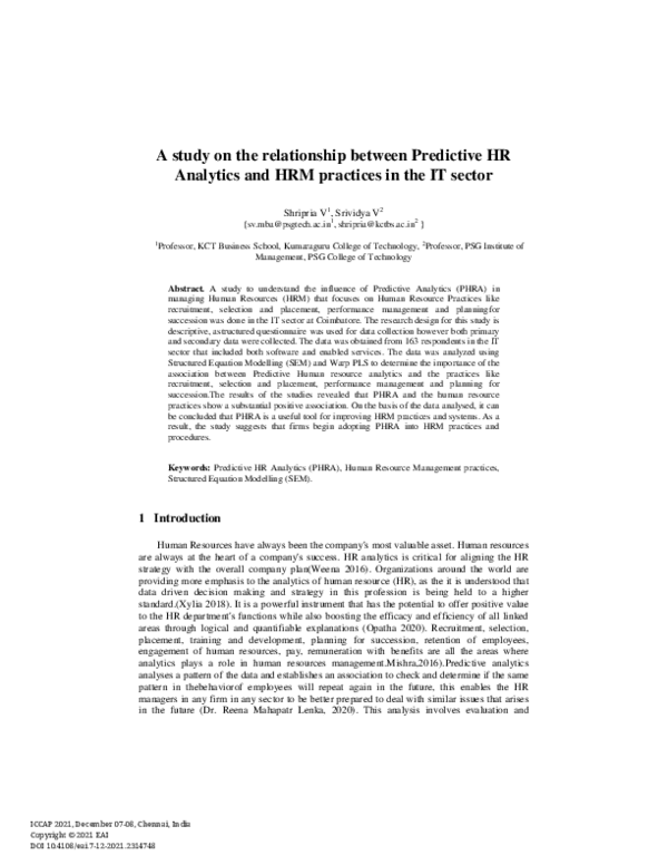 (PDF) A study on the relationship between Predictive HR Analytics and ...