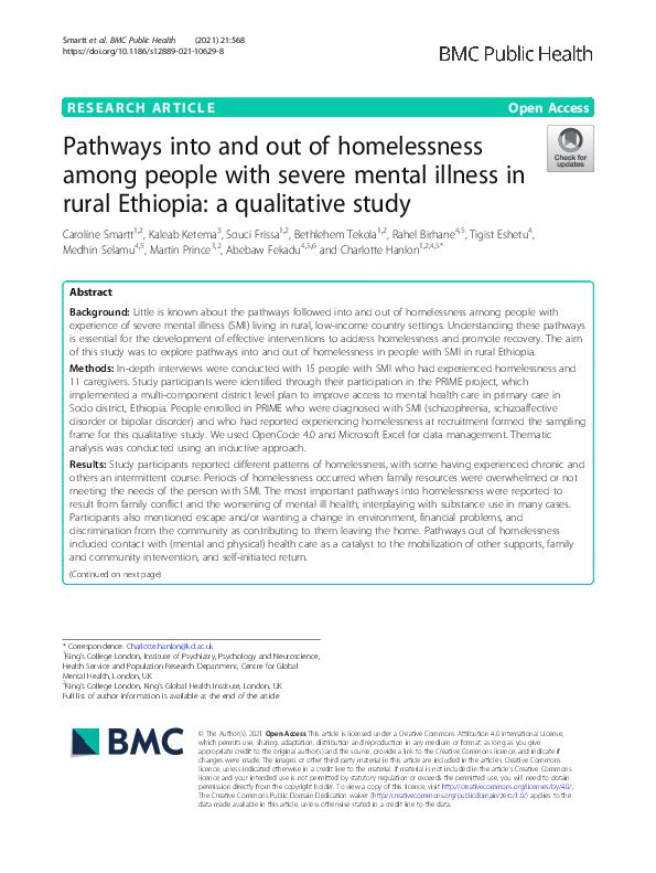 (PDF) Pathways into and out of homelessness among people with severe ...