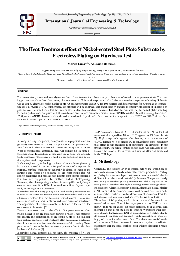 (PDF) The Heat Treatment effect of Nickel-coated Steel Plate Substrate ...