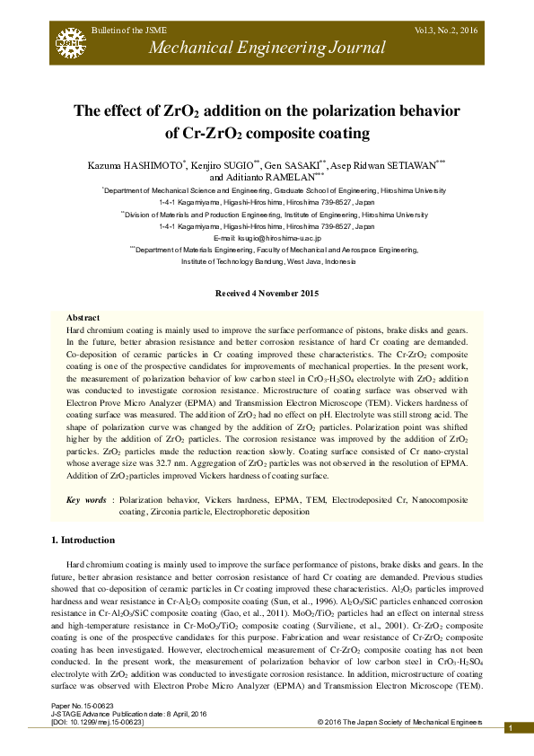 (PDF) The effect of ZrO 2 addition on the polarization behavior of Cr ...