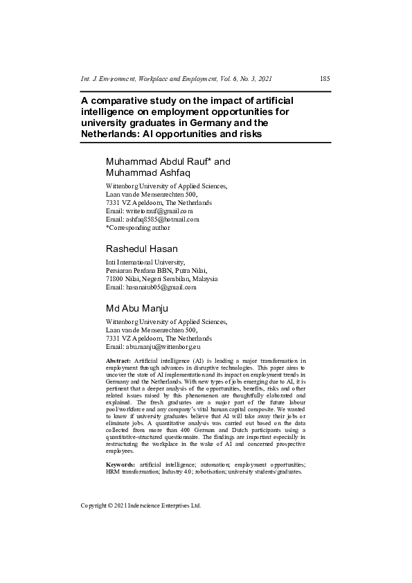 (PDF) A comparative study on the impact of artificial intelligence on ...