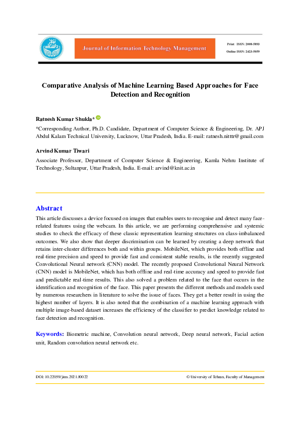 (PDF) Comparative Analysis of Machine Learning Based Approaches for ...