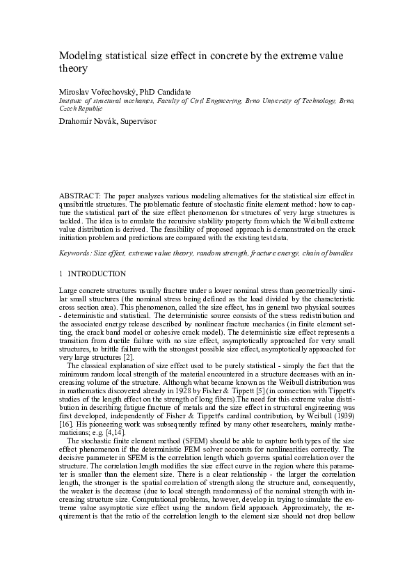(PDF) Modeling statistical size effect in concrete by the extreme value ...