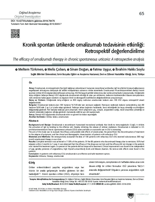 (PDF) The efficacy of omalizumab therapy in chronic spontaneous ...