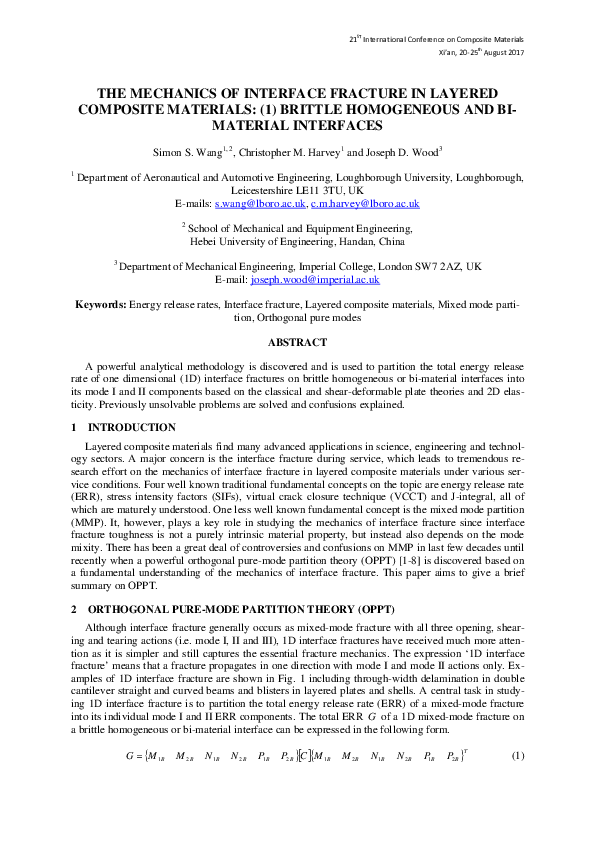 (PDF) The mechanics of interface fracture in layered composite ...