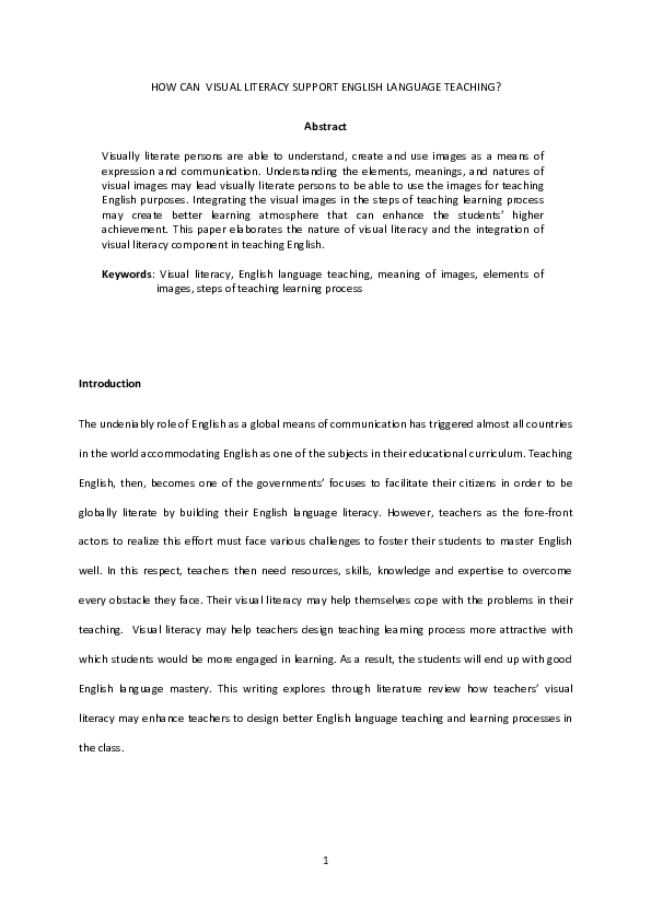 (PDF) How Can Visual Literacy Support English Language Teaching