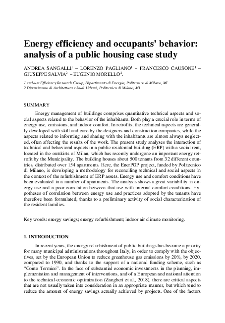(PDF) Energy efficiency and occupants’ behavior: analysis of a public ...