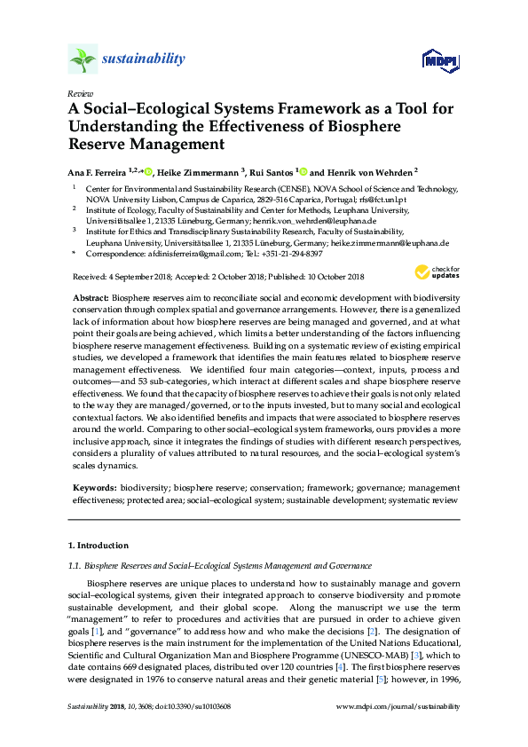 (PDF) A Social–Ecological Systems Framework as a Tool for Understanding ...