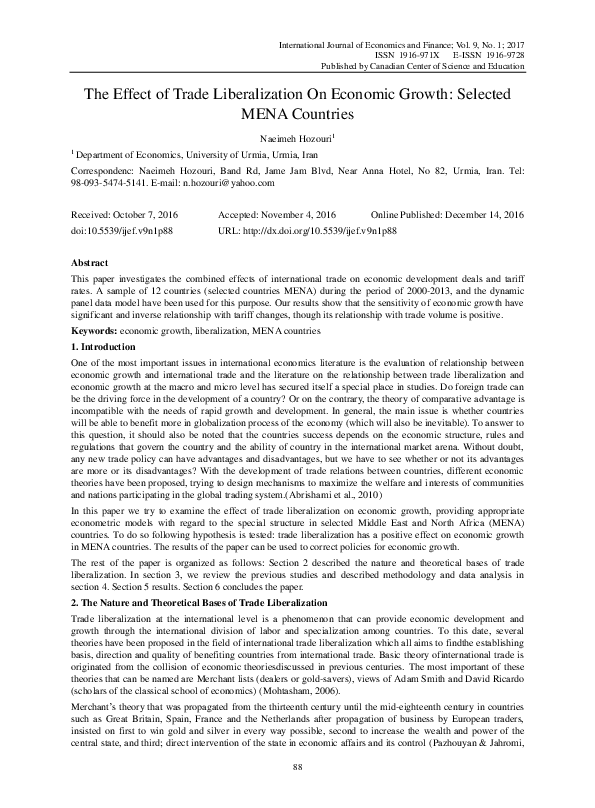 (PDF) The Effect of Trade Liberalization on Economic Growth ...