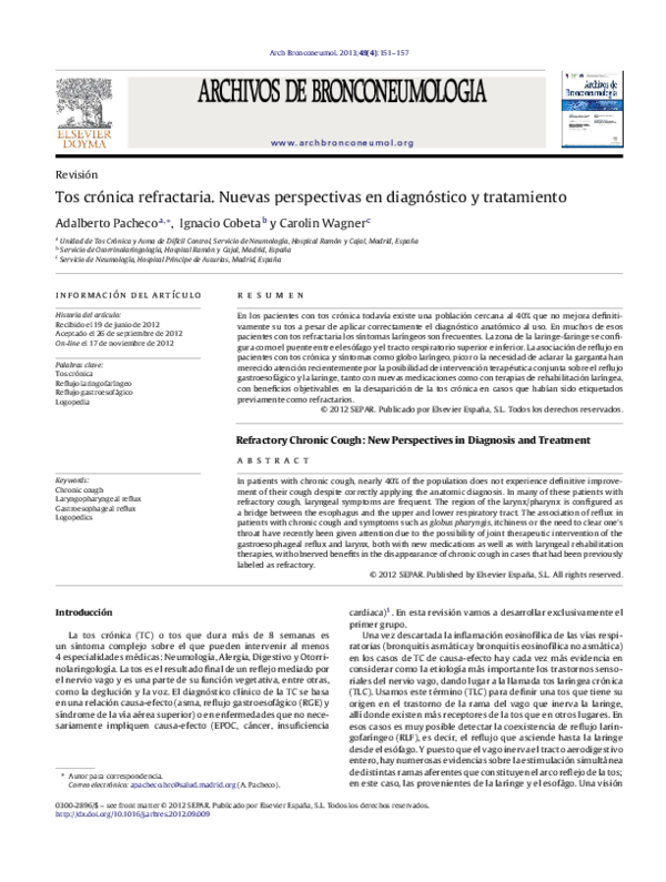 (PDF) Tos crónica refractaria. Nuevas perspectivas en diagnóstico y ...